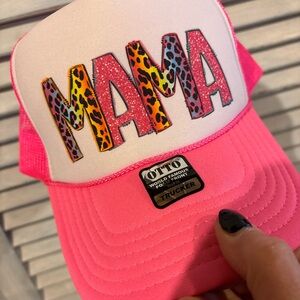 OTTO Pink and White 'MAMA' Trucker Hat